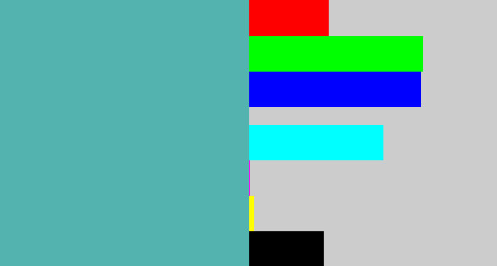 Hex color #52b3af - greeny blue