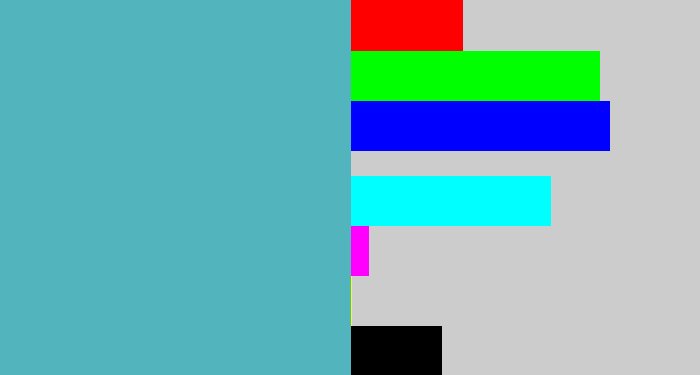 Hex color #52b4bd - greyblue