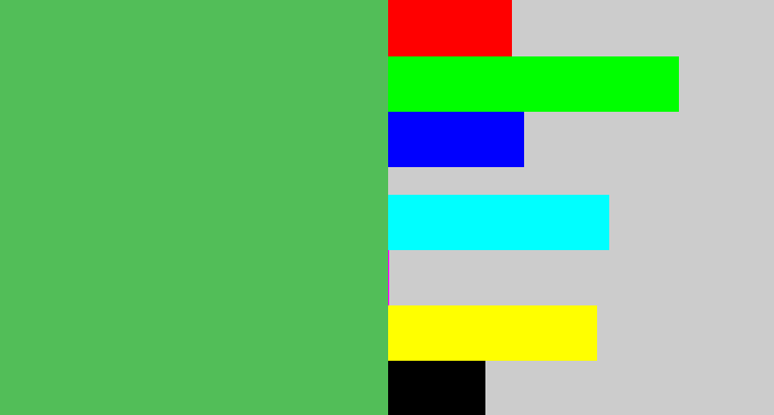 Hex color #52be58 - dark pastel green