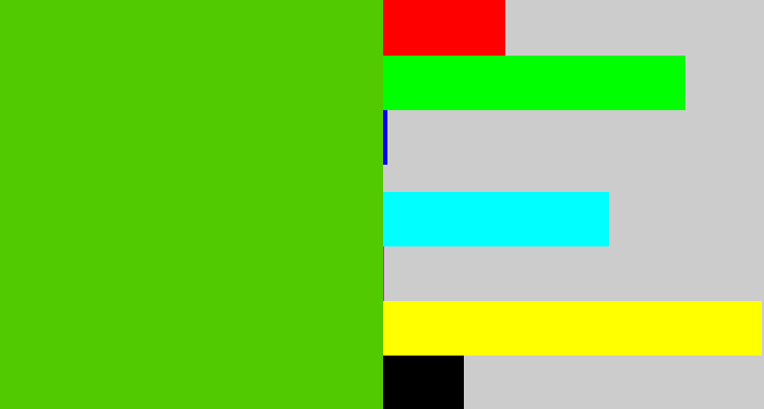 Hex color #52ca02 - frog green