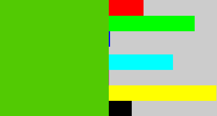 Hex color #52ca03 - frog green