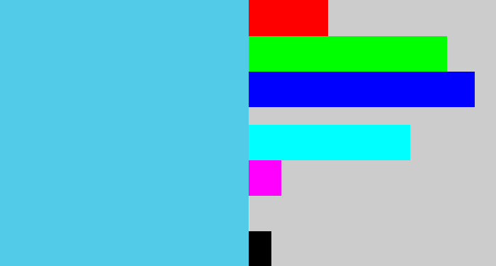 Hex color #52cbe9 - lightblue