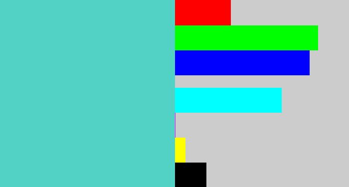 Hex color #52d2c5 - seafoam blue