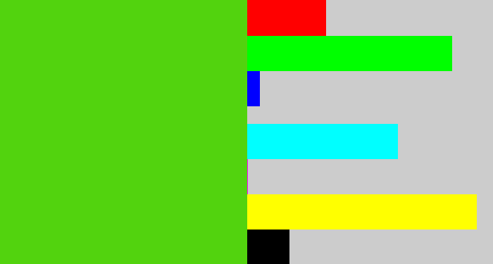 Hex color #52d30e - green apple