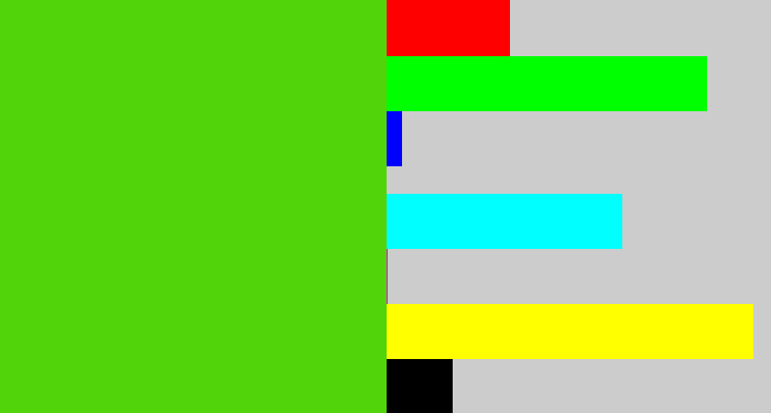 Hex color #52d40a - frog green