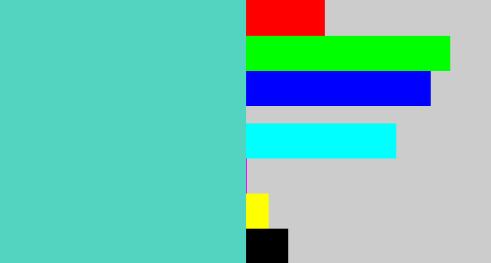 Hex color #52d4c0 - seafoam blue