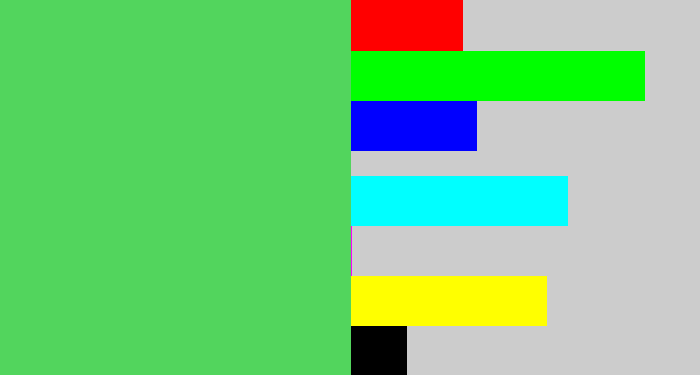 Hex color #52d55d - lightish green