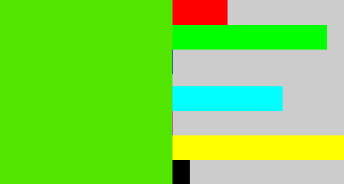 Hex color #52e500 - bright lime green