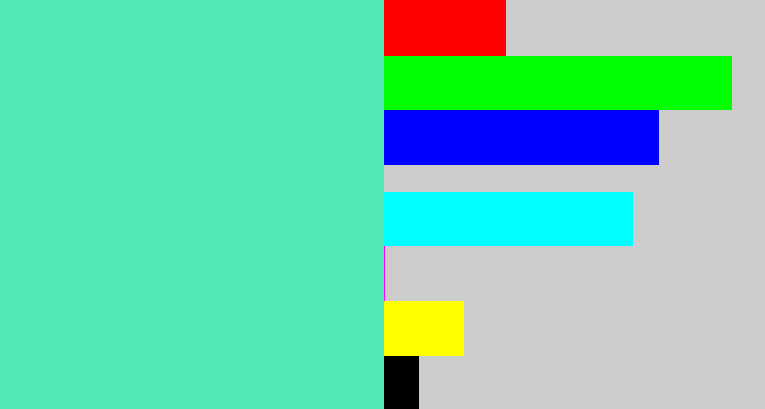 Hex color #52e9b7 - light greenish blue