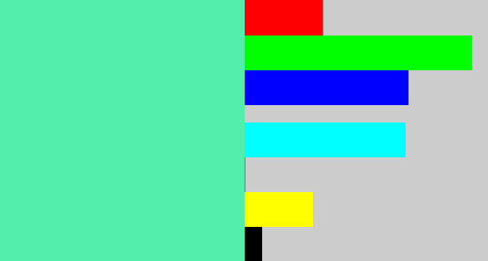 Hex color #52eeac - light green blue