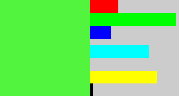 Hex color #52f43d - light neon green