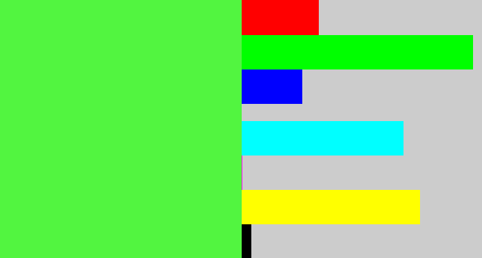 Hex color #52f540 - light neon green