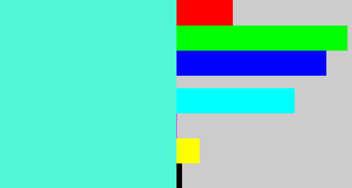 Hex color #52f7d8 - light greenish blue