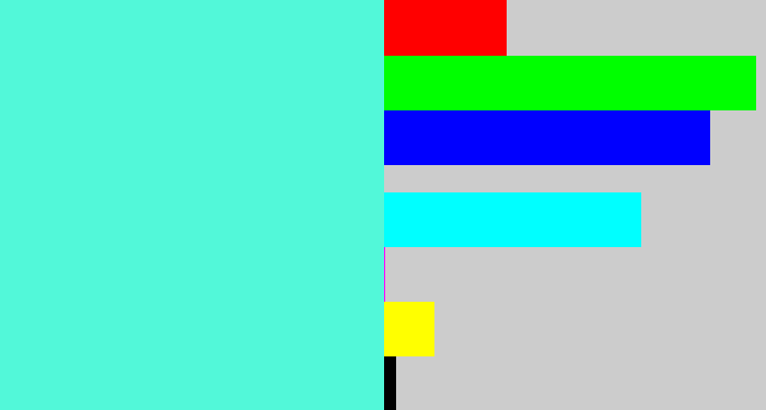 Hex color #52f8d9 - light greenish blue