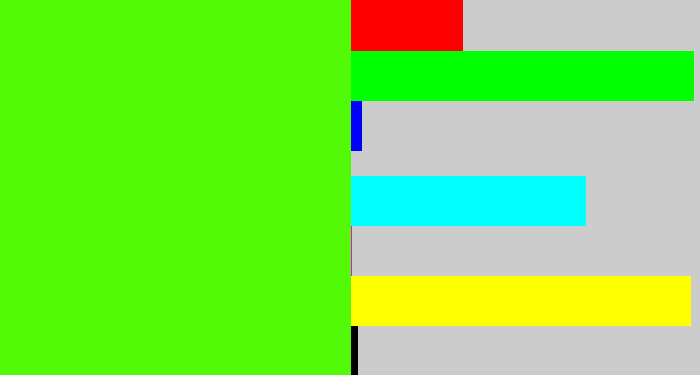 Hex color #52fa08 - bright lime green