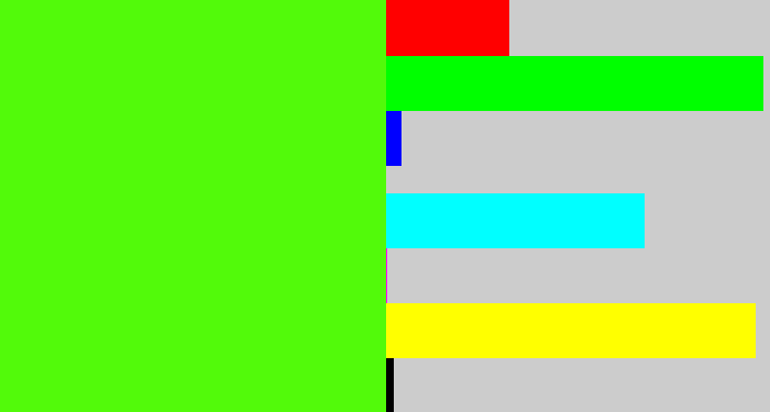Hex color #52fa0a - bright lime green