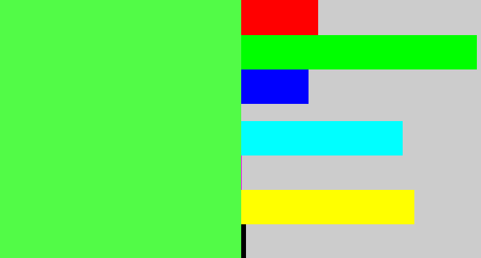 Hex color #52fb47 - light neon green