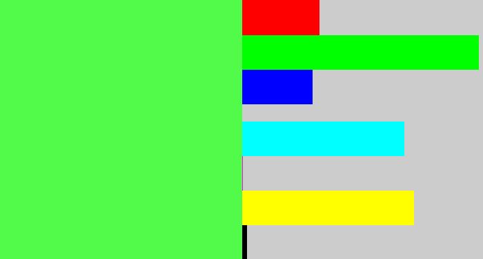 Hex color #52fb4a - light neon green