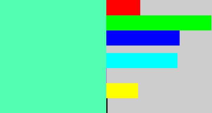 Hex color #52fcb1 - light green blue