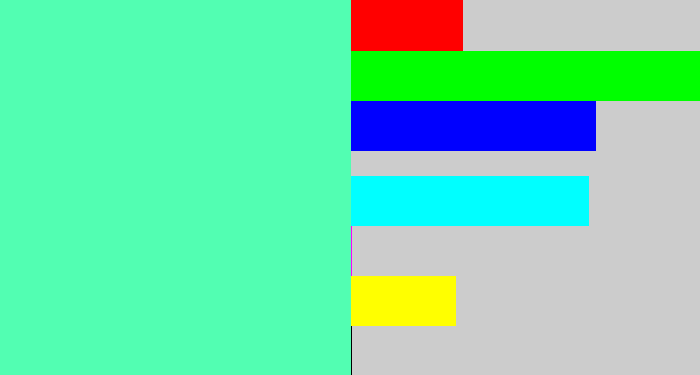 Hex color #52feb2 - light green blue
