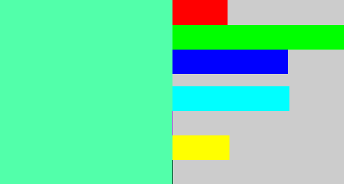 Hex color #52ffaa - light green blue