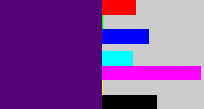 Hex color #530376 - royal purple