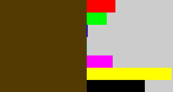 Hex color #533a02 - brown