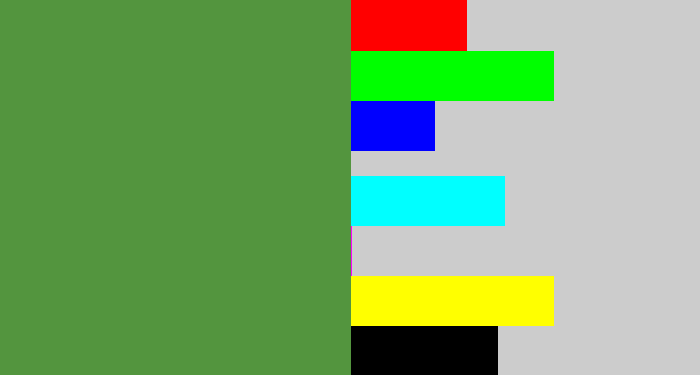 Hex color #53953e - fern green