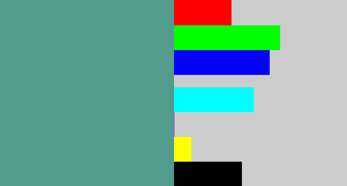 Hex color #539b8c - grey teal