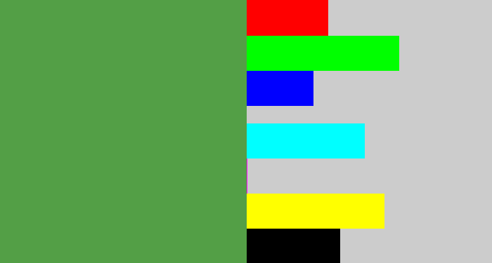 Hex color #539f46 - mid green
