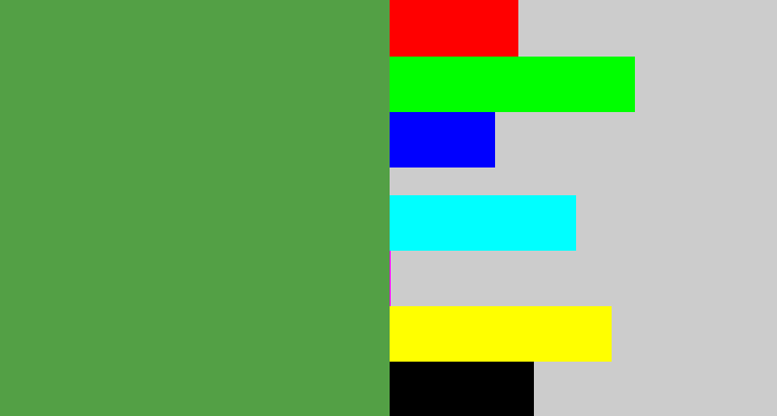 Hex color #53a045 - mid green