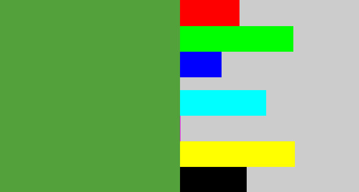 Hex color #53a13a - mid green