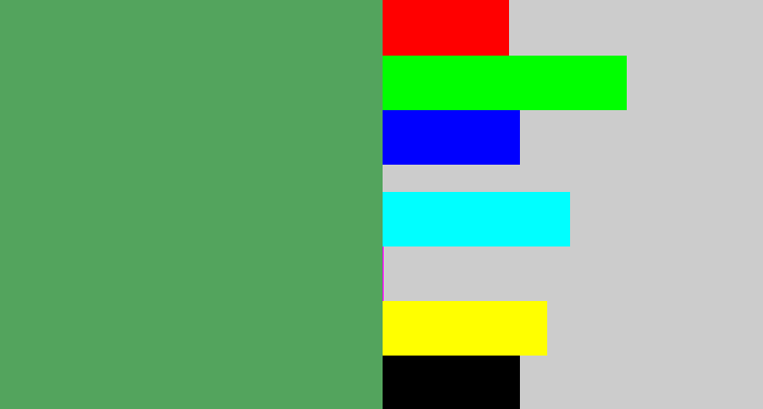 Hex color #53a45d - dark pastel green