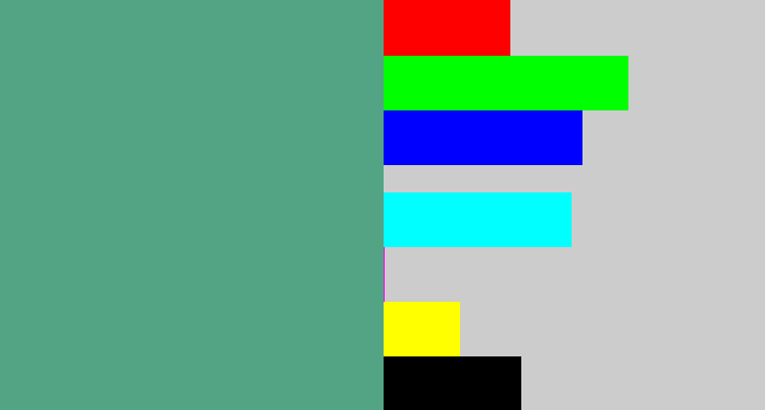Hex color #53a484 - grey teal