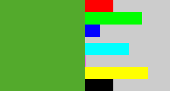 Hex color #53aa2c - grass