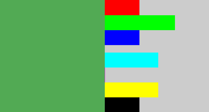 Hex color #53aa54 - dark pastel green