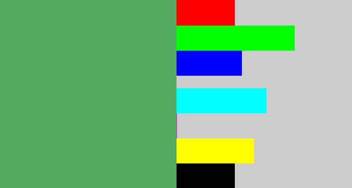 Hex color #53ab5f - dark pastel green
