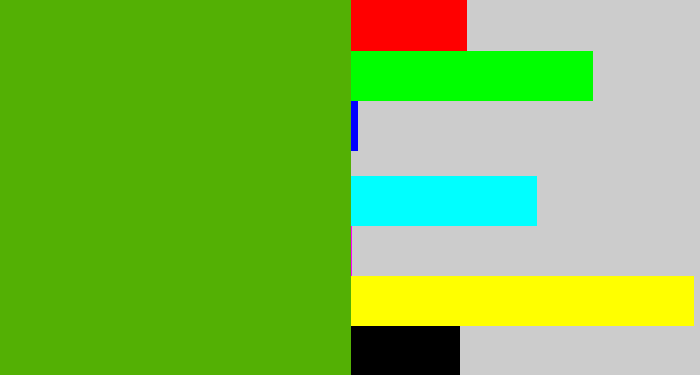 Hex color #53b004 - kermit green