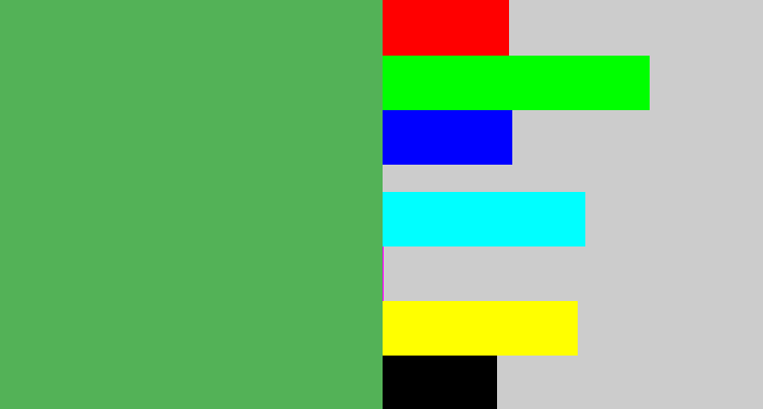 Hex color #53b257 - dark pastel green