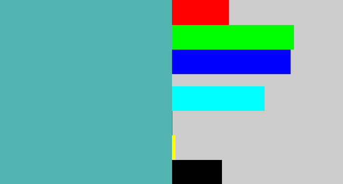 Hex color #53b5b1 - greeny blue