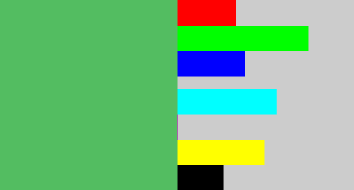 Hex color #53bd61 - dark pastel green