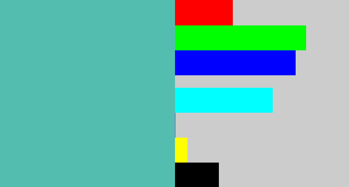 Hex color #53beb0 - greeny blue