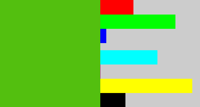 Hex color #53bf0f - frog green