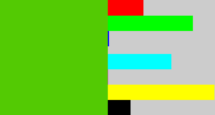 Hex color #53ca03 - frog green