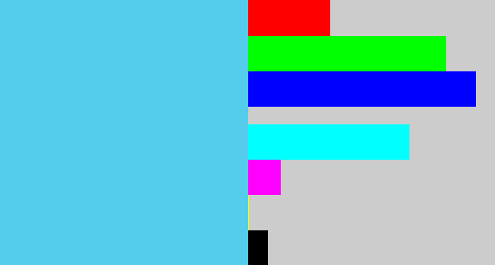 Hex color #53cdeb - lightblue