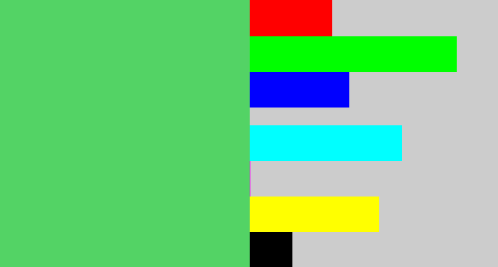 Hex color #53d365 - lightish green