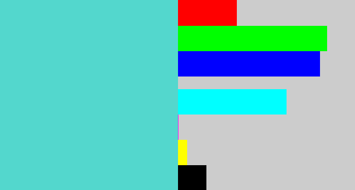 Hex color #53d7cd - light greenish blue