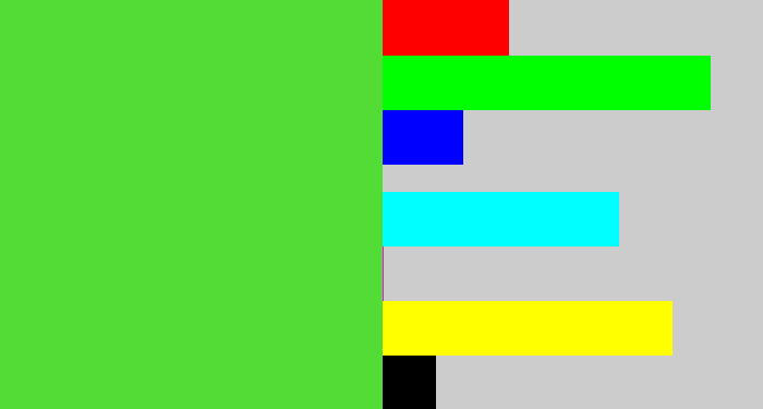 Hex color #53dc35 - toxic green