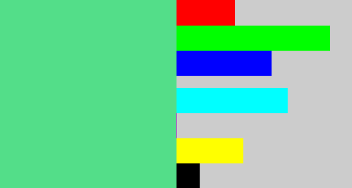 Hex color #53de89 - weird green