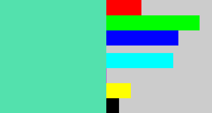 Hex color #53e1ad - light greenish blue